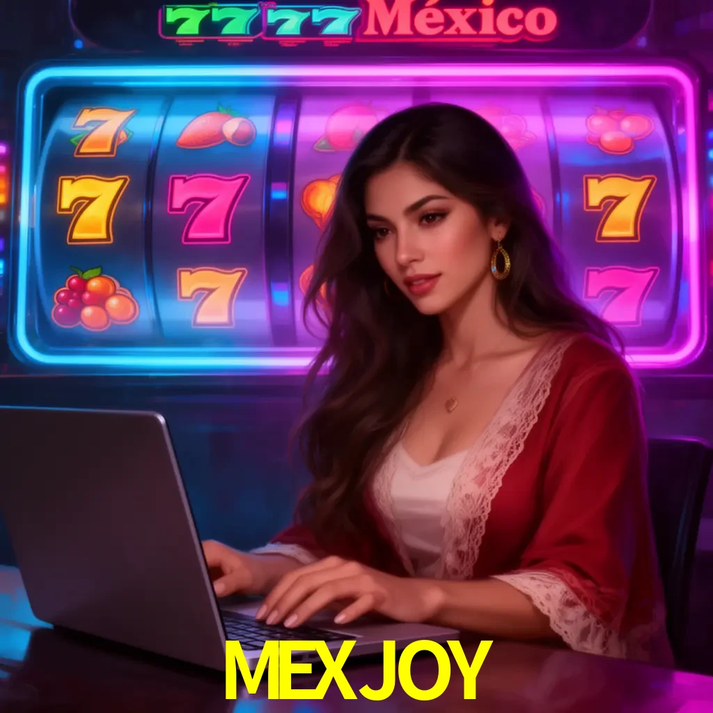 MEXJOY Slots - tragamonedas, RTP y control Tragamonedas MEXJOY con símbolos, saldo móvil y reglas de apuesta visibles